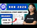 rrb paramedical admit card 2026 | railway paramedical hall ticket 2026