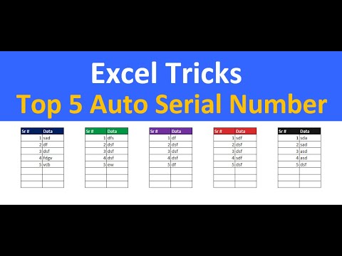 Excel Tricks | Top 5 Auto Serial Number Generate | Excel Formula - YouTube