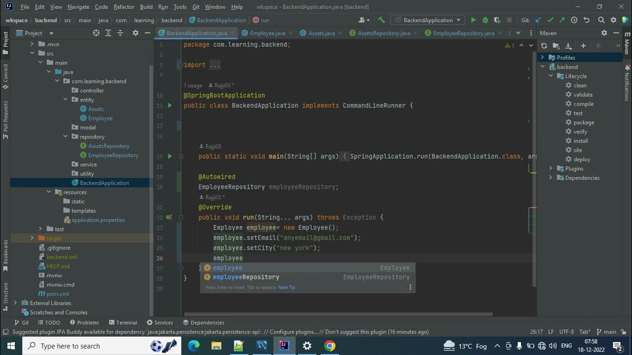 001 Creation of Entity class and saving to MySQL Database in spring ...