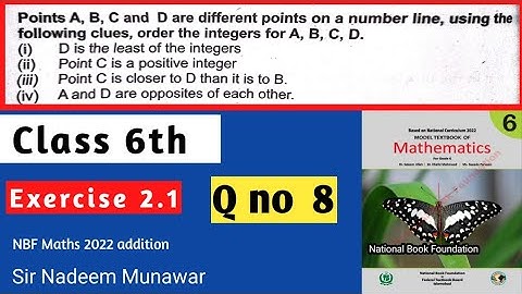 Class 6 Exercise 2.1 Q no 8 NBF Maths Ex 2.1 Different Points on number line  Sir Nadeem Munawar