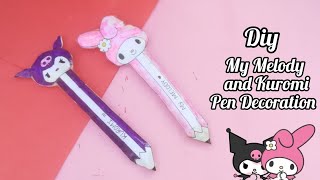 Diy My Melody and Kuromi Squishy Pen | Diy Squishy School Supplies | Diy Sanrio Paper Crafts