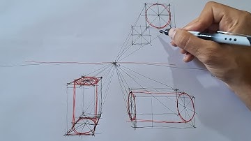 How to draw a cylinder in one point perspective 3
