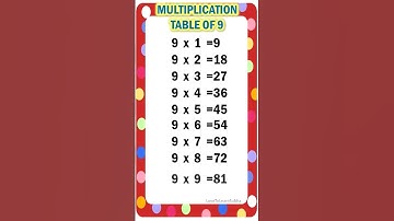 Table of 9 |Multiplication Table of 9 |Multiplication Tables |Times Table |Maths Tables #shorts