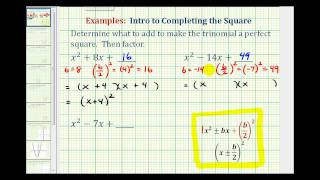 Ex:  Creating a Perfect Square Quadratic Trinomial Expression