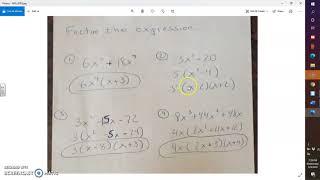 Factoring for geometry and el of alg 2 summer assignment