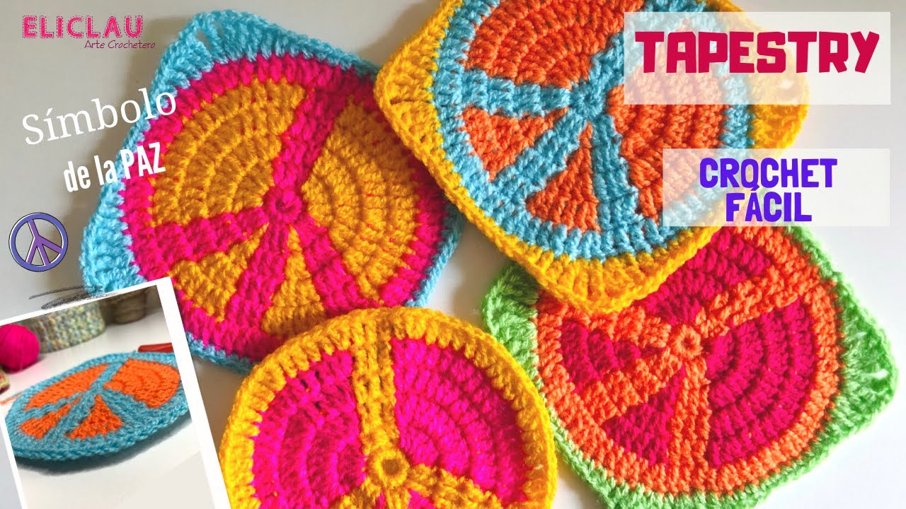 ❤️TAPESTRY CROCHET FÁCIL | CUADRADO de la PAZ☮️ | EliClau