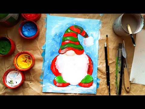 Рождественский ГНОМ |Как нарисовать|Рисование для начинающих|МК для детей|