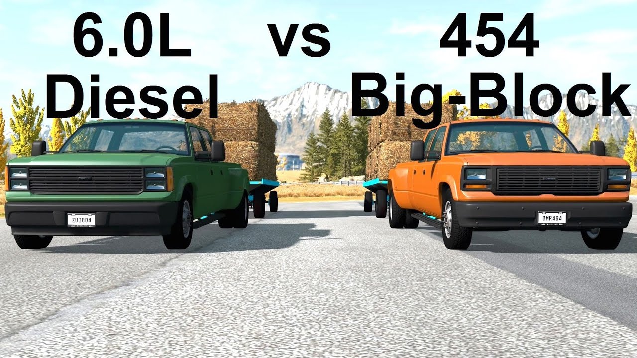 454 Big-Block vs 6.0L Diesel Pulling Test! BeamNG. Drive