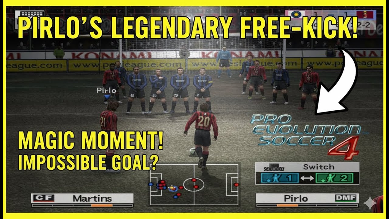 Гол Андреа Пирло со штрафного за «Милан» — Pro Evolution Soccer 4 | Геймплей PES 4
