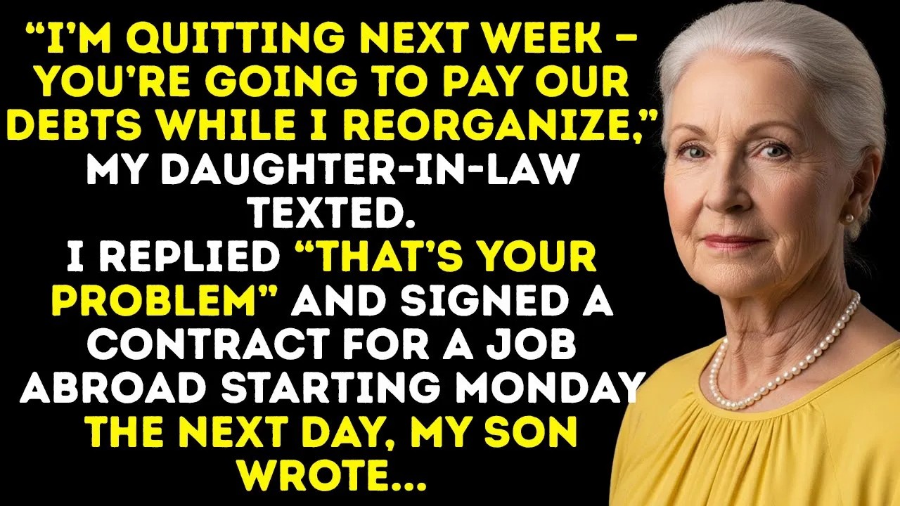 My Daughter In Law Demanded, I Quit Next Week  You Pay Our Debts While I 'Reorganize'