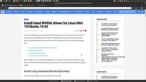 Install latest NVIDIA drivers in Linux Mint 19 Ubuntu 18.04