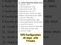 STO Configuration all steps with T-Codes.Steps of stomach configuration process.All steps of STO