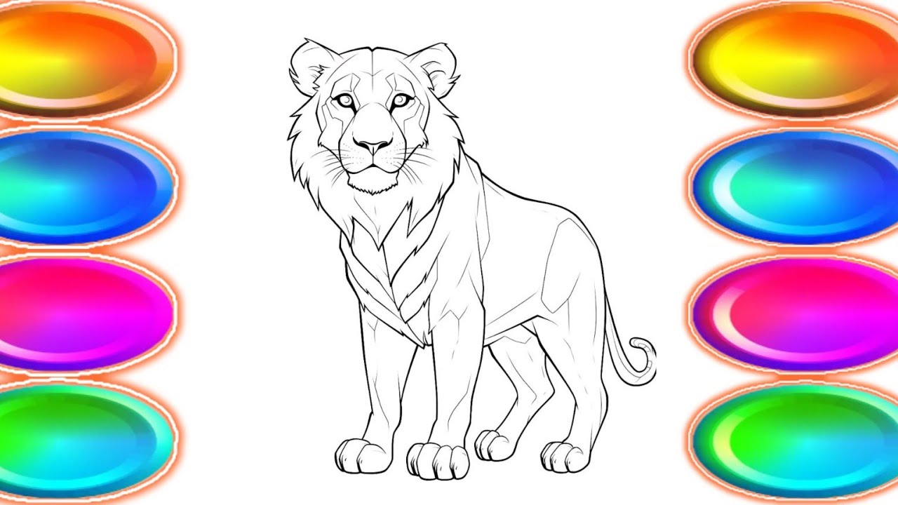 how to draw and colour a lion 🦁| drawing 🦁| colouring a lion 🦁| kids ...