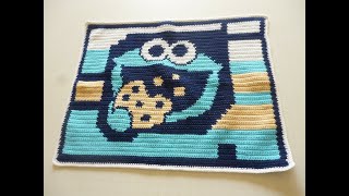 かぎ針編み込み 「クッキーモンスター」のランチョンマット  How to Crochet