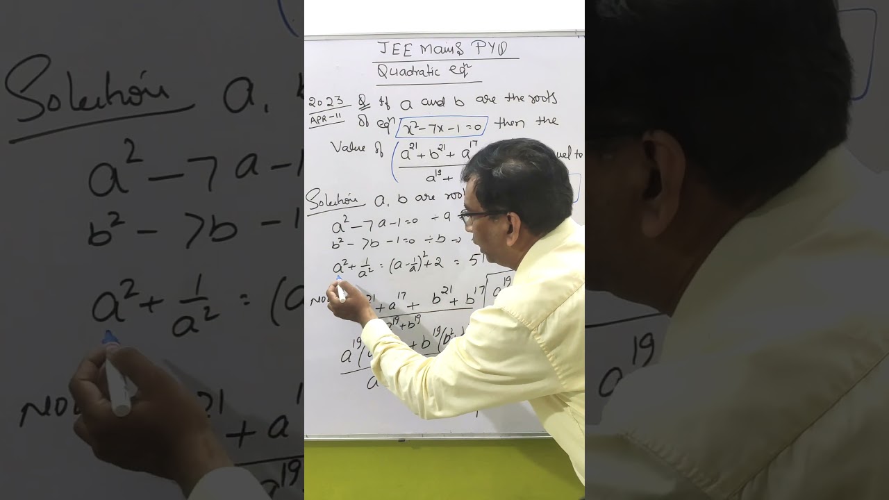 PYQ JEE MAINS Quadratic equations roots satisfying the equations