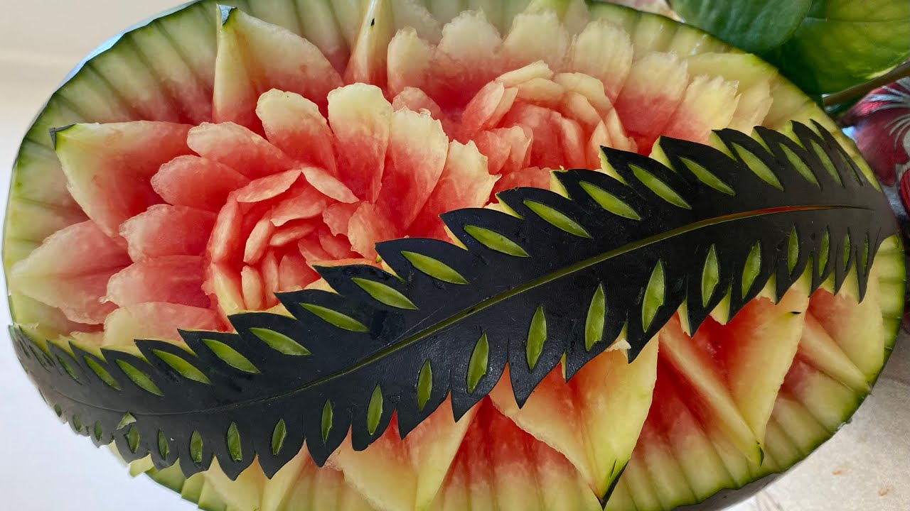 How to make flower in watermelon Nepali carving YouTube