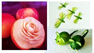 Fruits Carving / lemon / cucumber / Apple / Fruits art / Knife N Brush