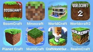 Boom Craft, Minecraft, WorldCraft, Planet Craft, Multicraft, Craft World Survival, RealmCraft