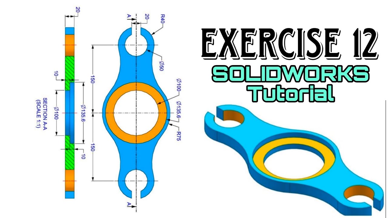SOLIDWORKS Tutorial | SOLIDWORKS Practice Exercise 12 | Practice ...