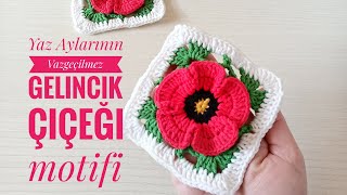 Muhteşem Gelincik Çiçeği Motif Yapımı Kolay Tığ Işi Motif 