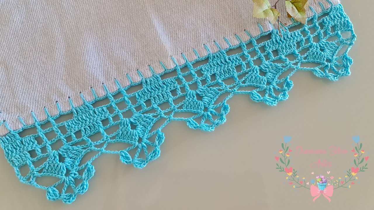 crochet edging on easy dishcloth #685 step by step - YouTube
