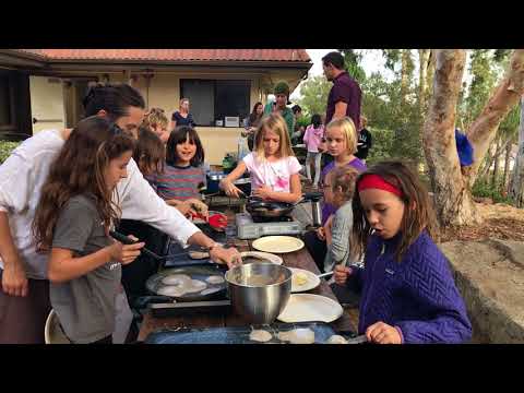 Sanderling Waldorf School 3rd graders making organic buckwheat pancakes 11-15-17