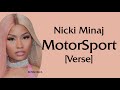 Nicki Minaj - Motorsport [Verse - Lyrics] bitch mysonsitona potty, watchurmanmouth- tiktok