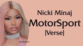 Nicki Minaj - Motorsport [Verse - Lyrics] bitch mysonsitona potty, watchurmanmouth- tiktok