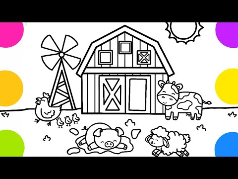 How to draw an easy farm - Animal drawings to paint 🖌️ 🐷 🐮 🐔