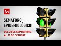 Semáforo epidemiológico nacional, del 28 de septiembre al 11 de octubre