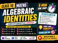 Complete Algebraic Identities Revision | 6 Min One Shot #ssc #rrb