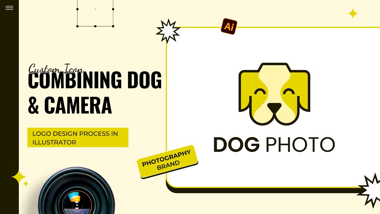 How To Design a Playful Dog & Camera Logo in Illustrator | Pet Photography Logo Tutorial