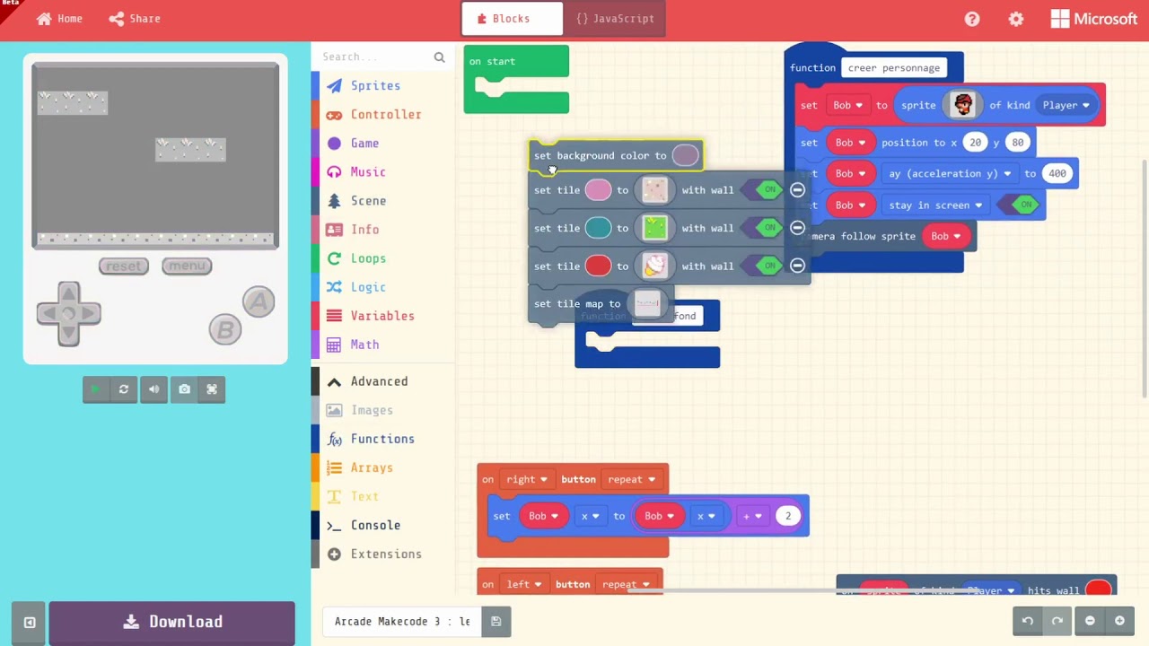Arcade Makecode 3 : les fonctions - YouTube