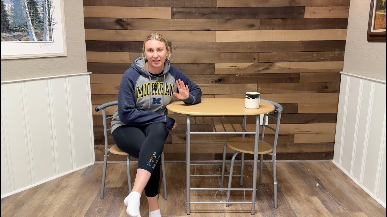 3 Piece compact table and chair - perfect for dorm room, small balcony etc.