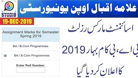 Aiou Ba Spring 2019 Assignments Marks