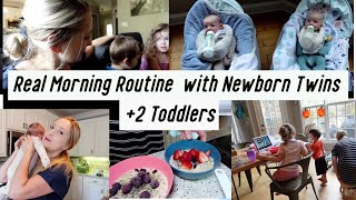 morning routines with newborn twins // mom of 4 morning routine