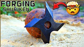 Forging a Shuriken from Rusty Bearings Ball!