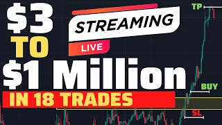 ?$3 to $1 Million in 18 trades, Forex trading challenge: live on YouTube