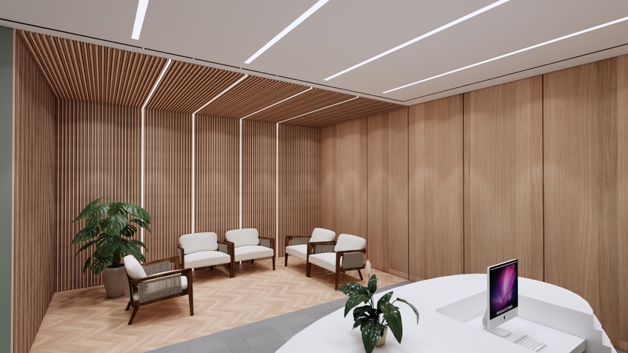 Wpc Reception Table A Reception with Wall Paneling in WPC S11 and Acrylic Laminate Marble ...