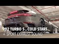 Porsche 911 (992) Turbo S cold start , sport exhaust sound