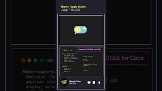Theme Toggle Button Using HTML & CSS #shorts #youtubeshorts #coding