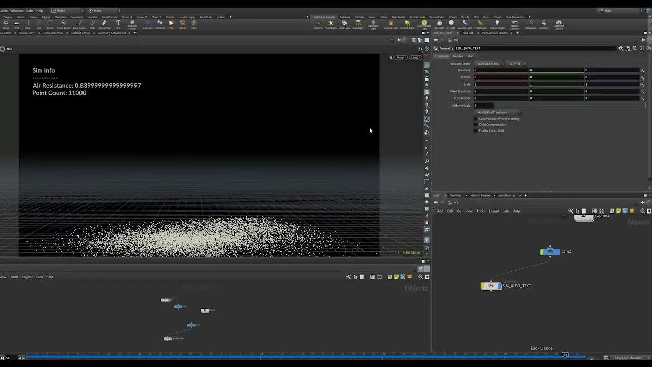 Houdini - Simulation Wedges setup + flipbook export as MP4