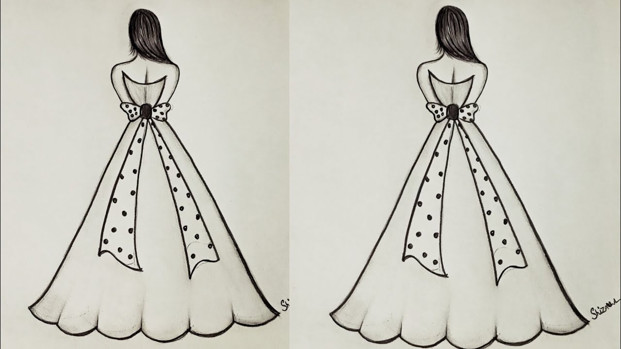 Easy girl Drawing || How to Draw a Girl with a Beautiful Gown || Easy  Tutorial - YouTube