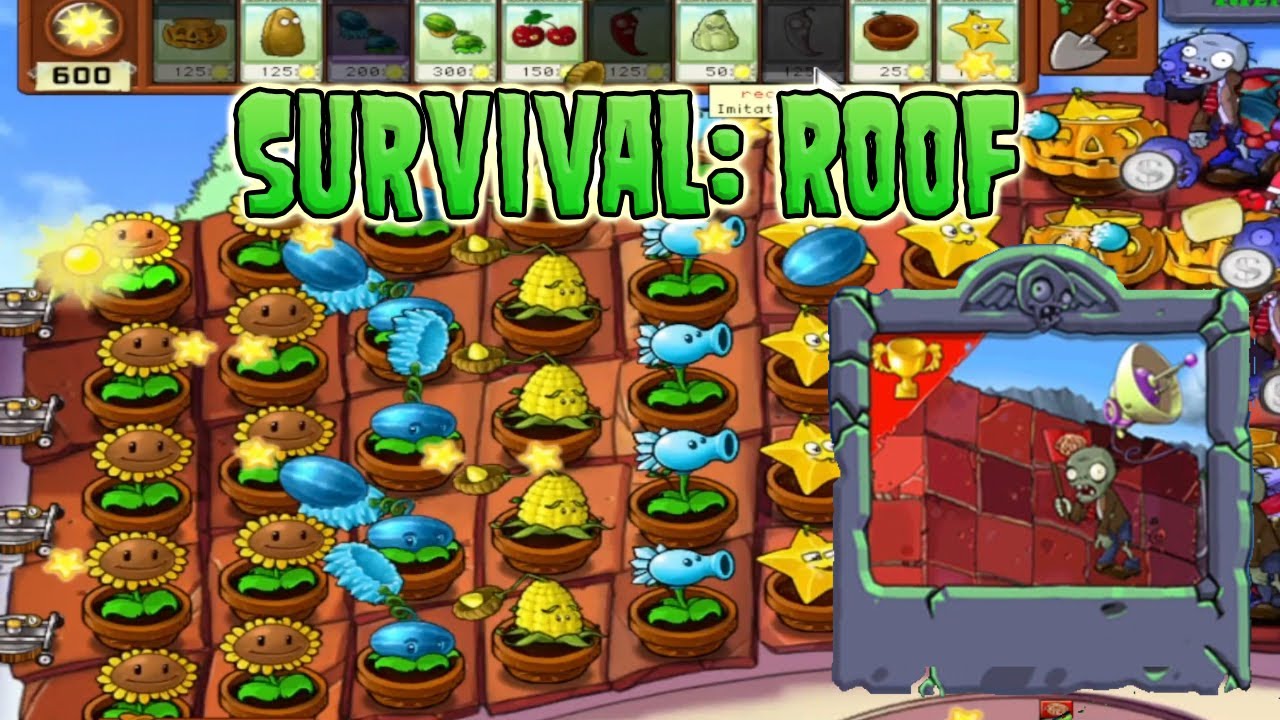 Plants Vs Zombies | Survival: Roof - YouTube