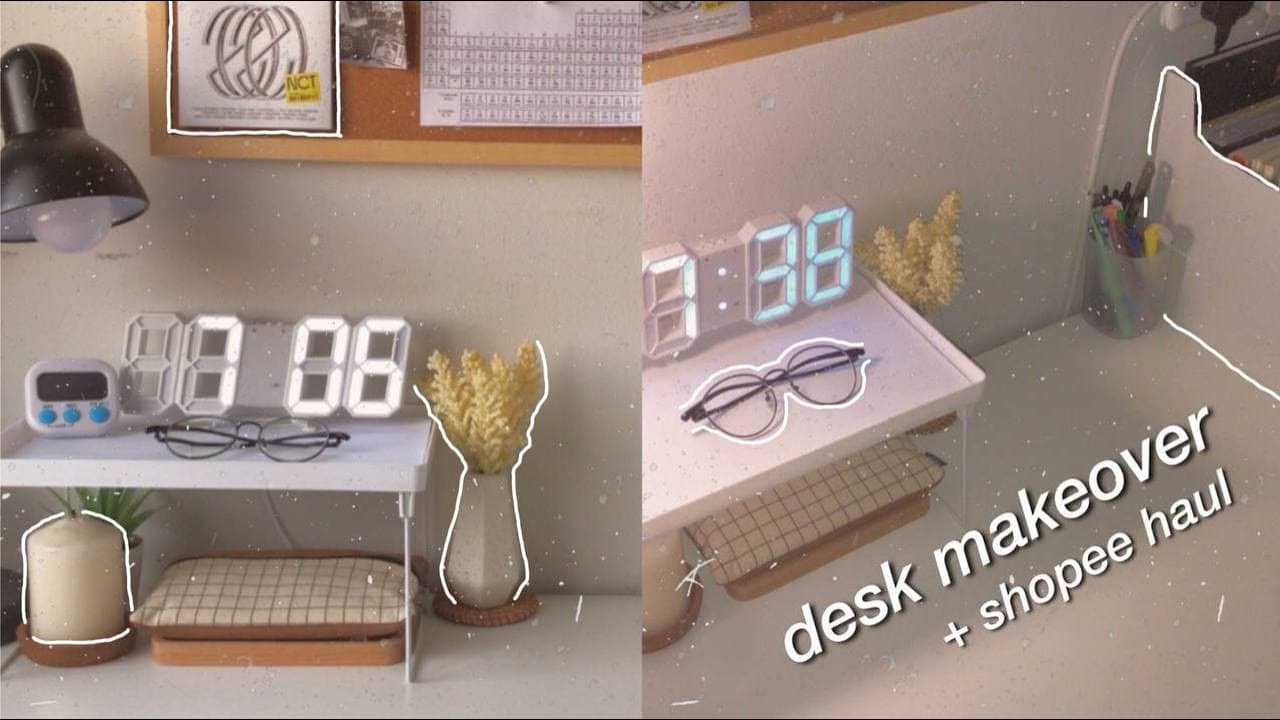 desk makeover + shopee haul, desk tour 🍂🌾 YouTube