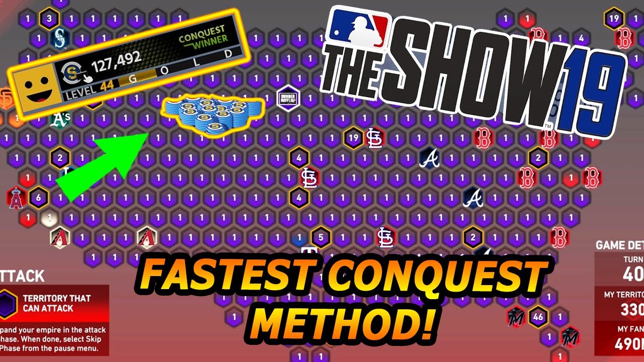 MLB The Show 19 Easiest + Fast Way To Complete Conquest - Free Diamonds, Unlimited Stubs + XP Method