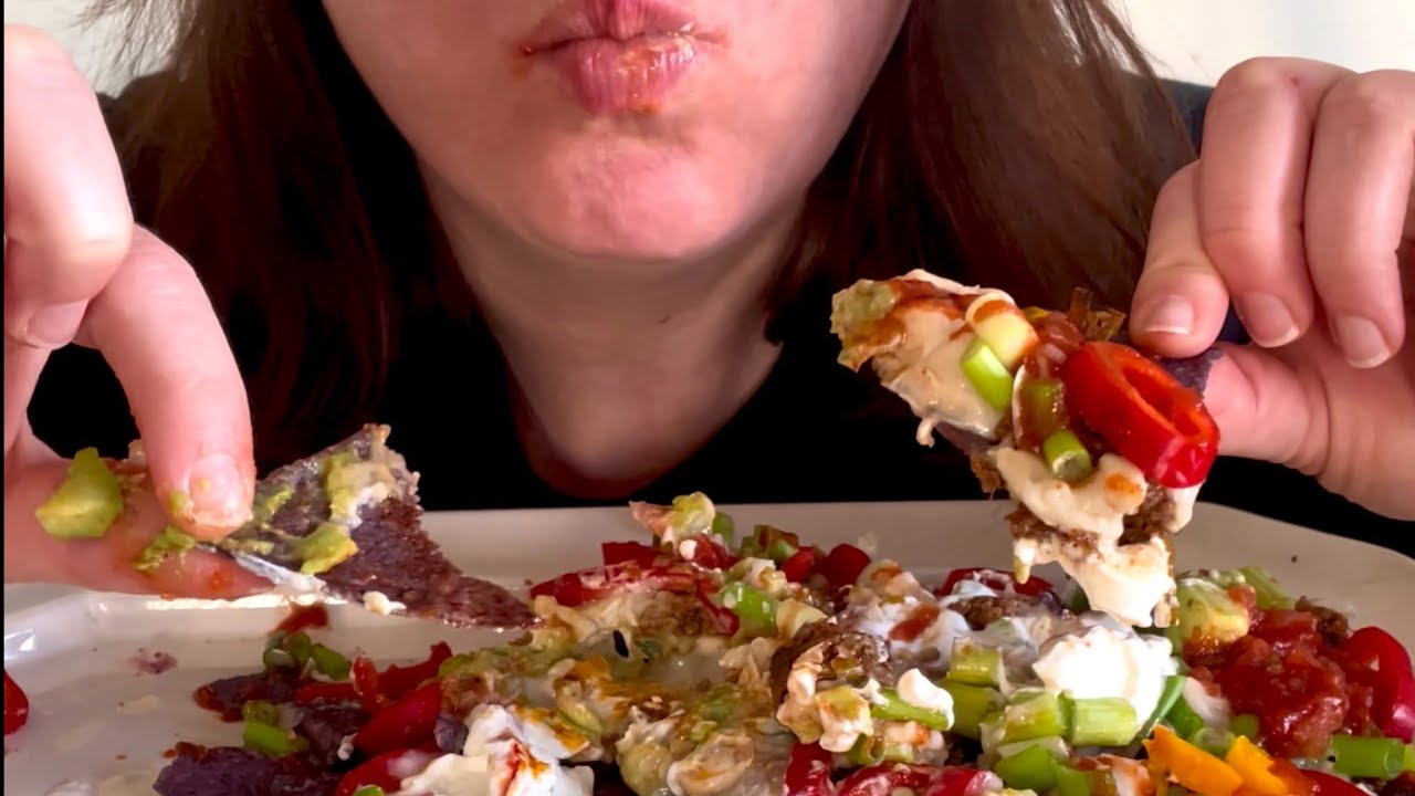 Spicy Cheesy Bean and Beef Nacho Supreme ASMR