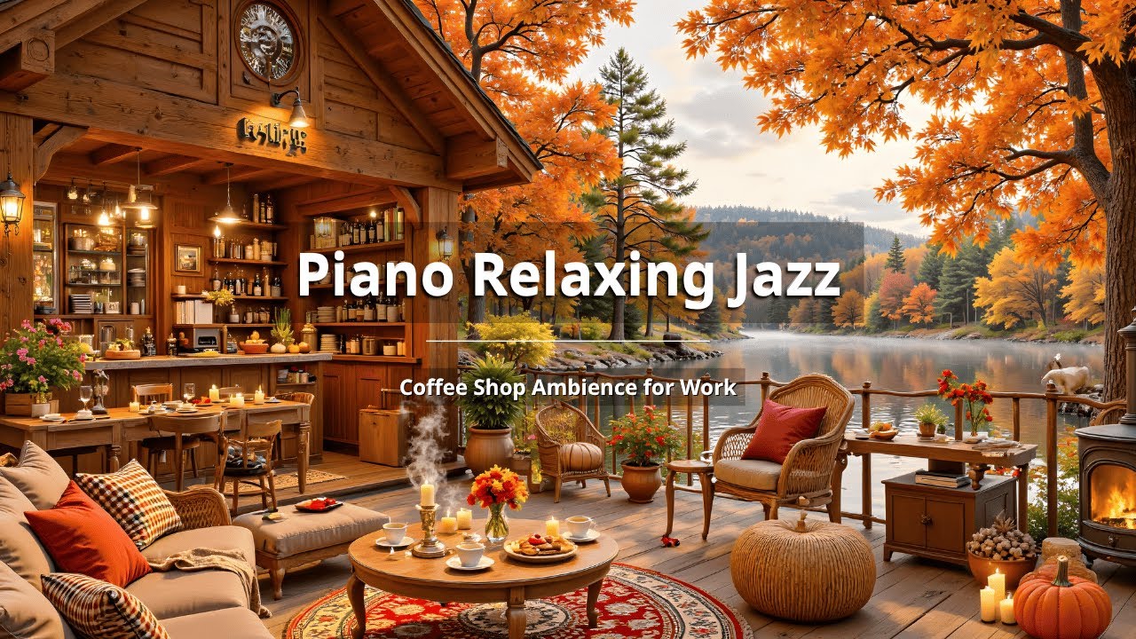 Soft Autumn Jazz Music at Cozy Coffee Shop Ambience 🍂 Relaxing Piano ...