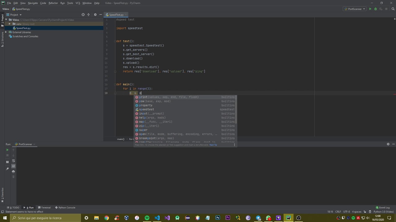 Speed Test for your Network Python PyCharm Tutorial 8 YouTube
