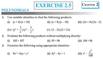Chapter 2 Polynomials || Exercise 2.5 Q. N. 1 to 3 || Class 9 Maths RBSE CBSE NCERT